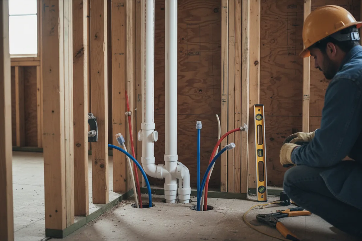 Drain and supply rough-in during Drain Cleaning in Baileyton